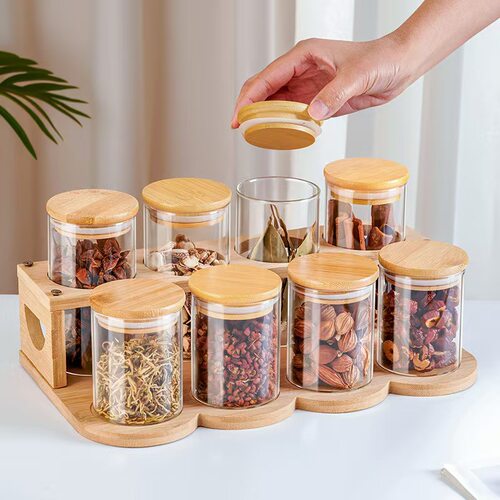 Spice Rack Organizer Glass Spice Jars Seasoning Bottles 24pc