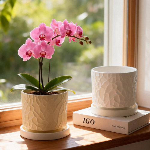 flowerpot ceramic simple large indoor plant pot with tray