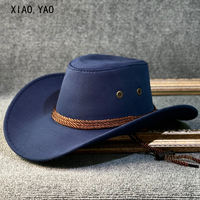 Solid-colored western cowboy hats for men and women, spring and summer travel and mountain climbing sun protection hats, grassland Tibetan wide-brimmed jazz hats thumbnail 8