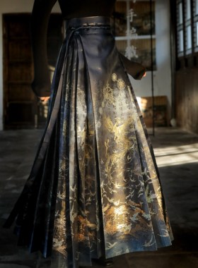 重工马面裙女汉服明制新款原创国风织金妆花高个子新中式半身裙