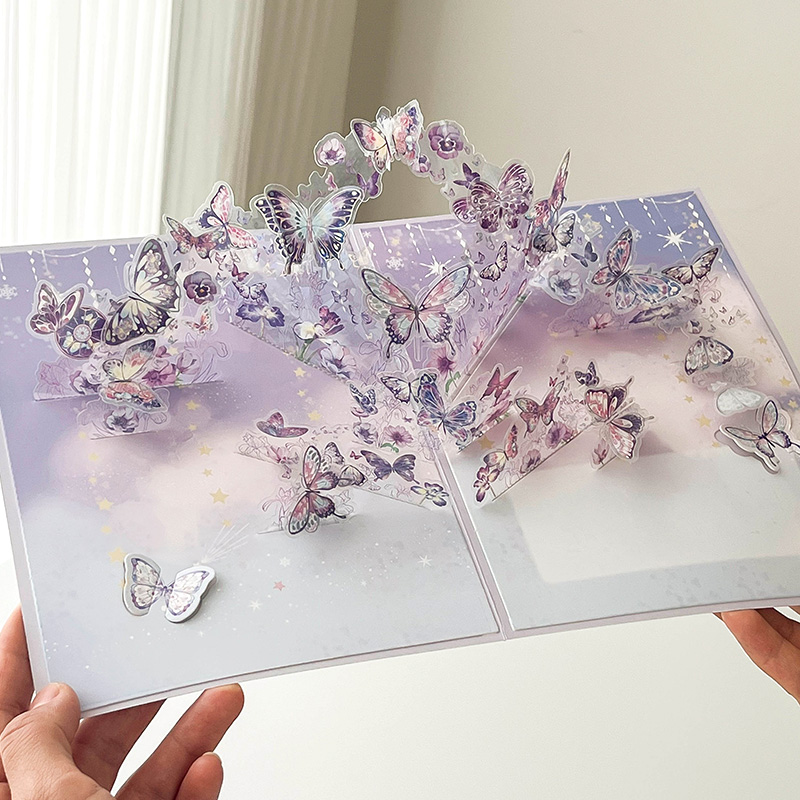 梦幻蝴蝶3D立体贺卡祝福留言卡片