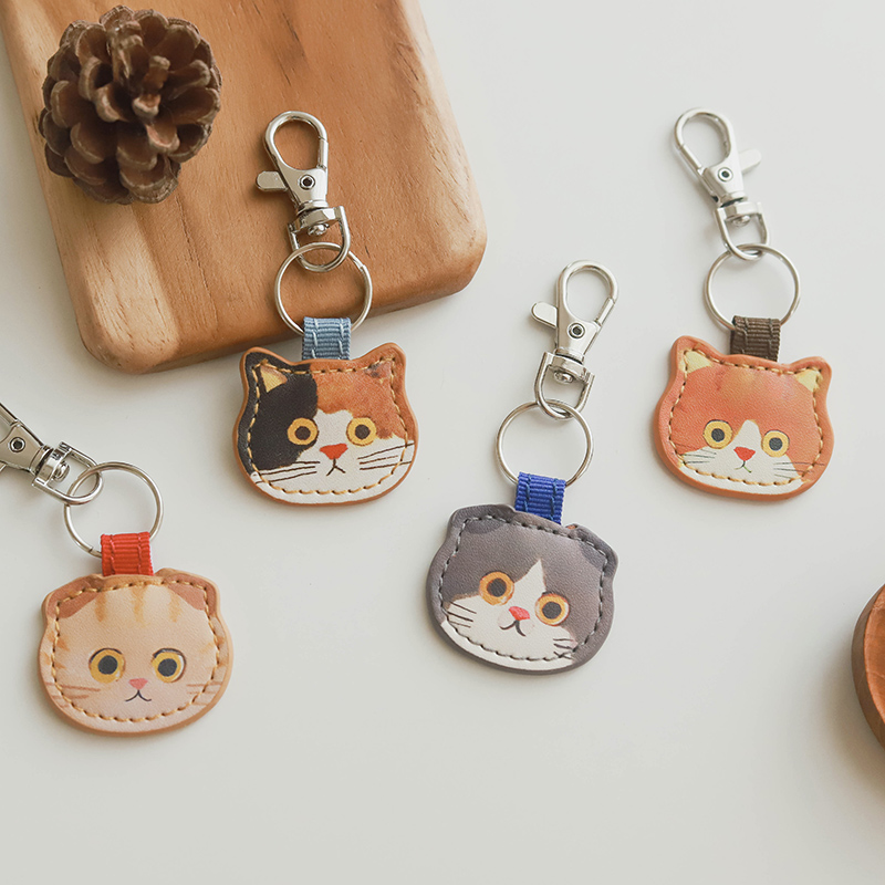 猫咪皮质钥匙扣可爱治愈包包挂饰