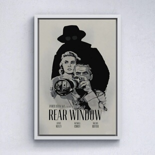 装饰画有框挂画墙壁画风景复古怀旧希区柯克电影海报精选中古版画