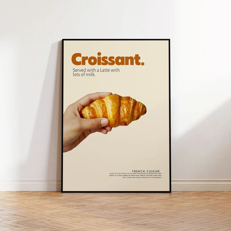 装饰画有框挂画壁画现代简约咖啡店西餐厅面包店蛋糕店糕点牛角包
