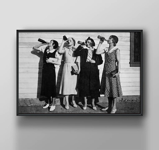 装饰画有框挂画墙壁画复古怀旧黑白摄影美国禁酒令酒吧美式