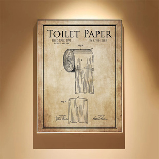 装饰画有框挂画墙壁画复古怀旧卫生间洗手间浴室卫生纸牙刷洗澡