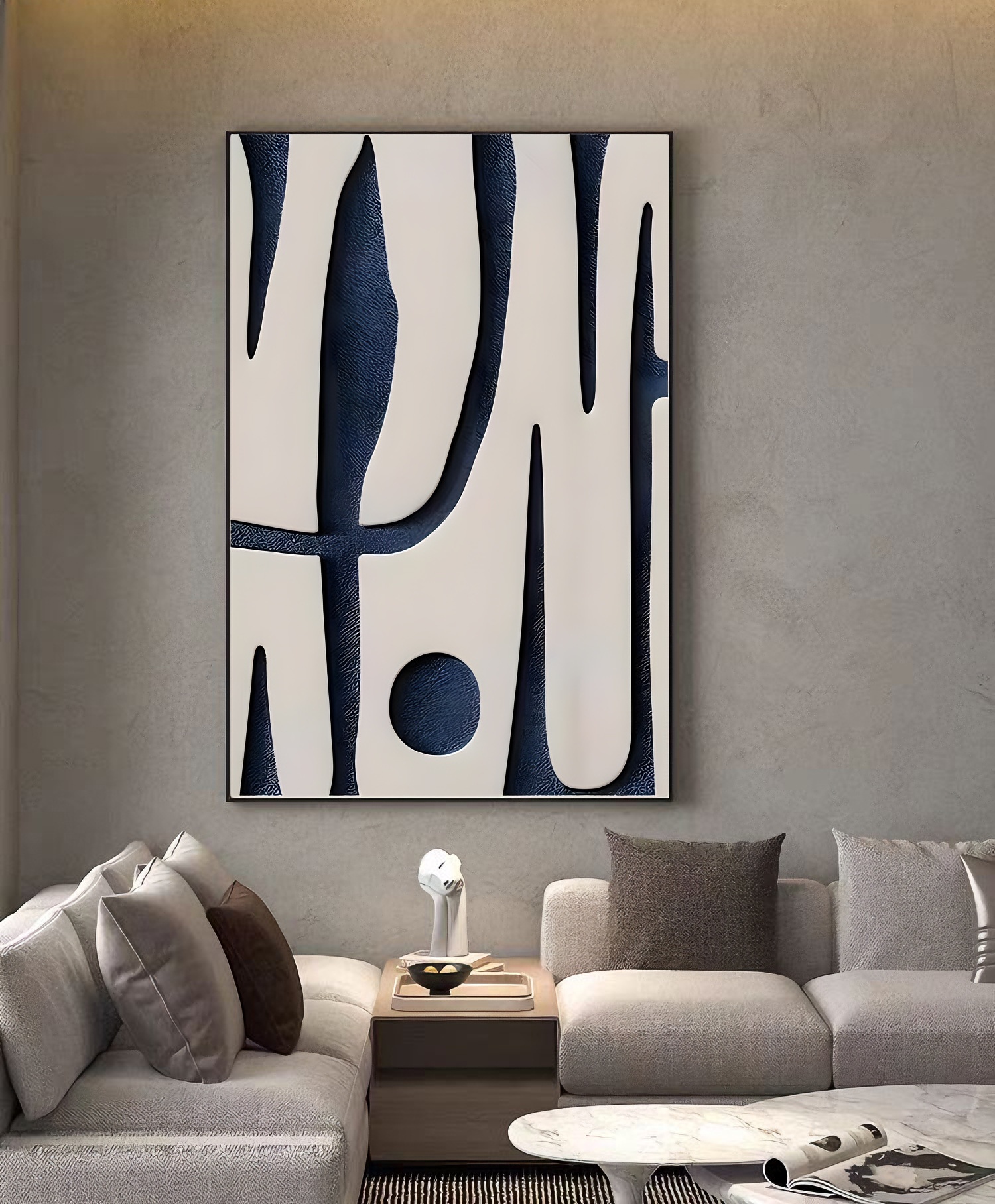 现代轻奢风格客厅沙发背景墙装饰画抽象简约玄关挂画3D立体感壁画