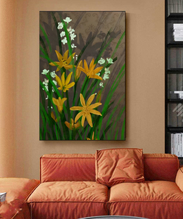 现代抽象风格植物花卉客厅沙发靠背装饰画入室玄关壁画挂画