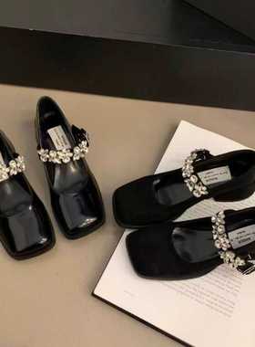 法式晚晚单鞋黑色高跟鞋女鞋子2025新款春秋冬季气质玛丽珍小皮鞋