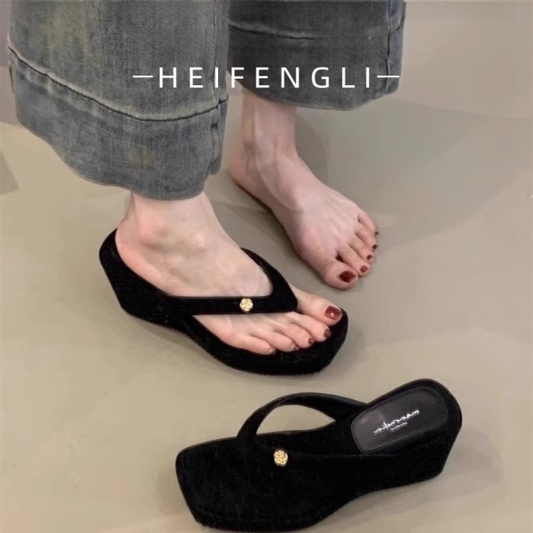 小个子增高厚底夹趾人字拖女外穿