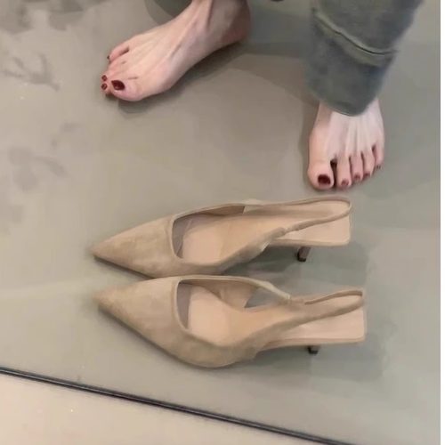 法式尖头高跟鞋细跟包头凉鞋