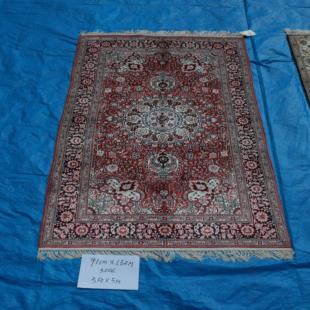 真丝手工打结壁挂毯伊朗波斯风格 5ft客厅卧室茶几书房 地毯300道3