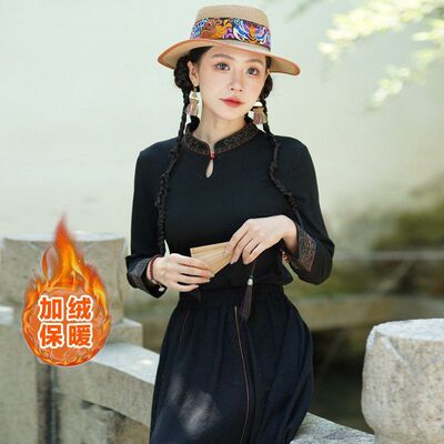 复古实拍百搭民族风冬款打底衫