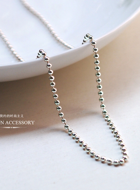 纯银银复古韩国饰品圆珠链