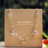 爱心925纯银加长脚链女 夏新款 银饰性感脚踝链小众设计足链礼物