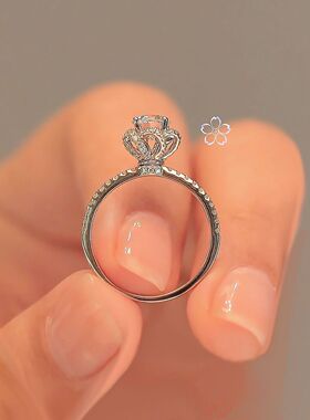 【绽放】玫瑰花莫桑石钻戒女纯银