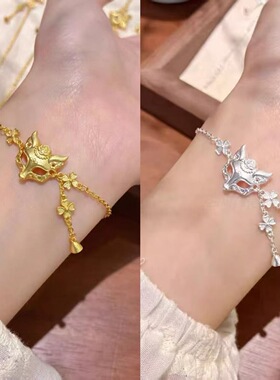 铜新款玉面狐狸中式拉丝手链
