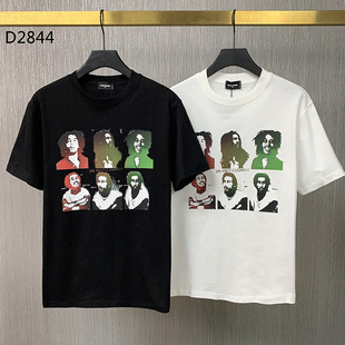 短袖 2023SS宽松版 潮流纯棉夏季 dsquared2肖像印花时尚 体恤 T恤男装