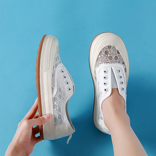 Tt&Mm/汤姆斯女鞋网面透气小白鞋2024夏季百搭休闲帆布鞋软底板鞋