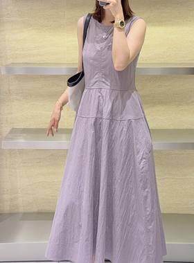 高级感紫色无袖背心连衣裙子女2025夏季新款收腰显瘦绝美气质长裙