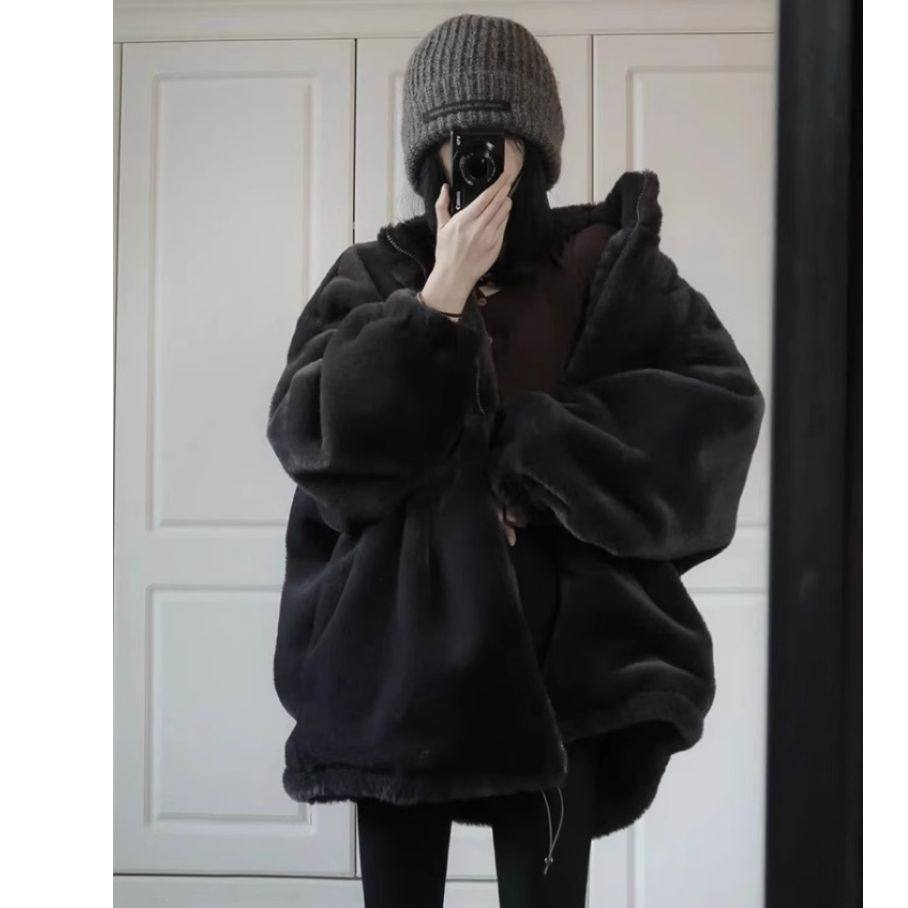 7279#实价2025秋冬新款宽松显瘦毛绒皮草外套