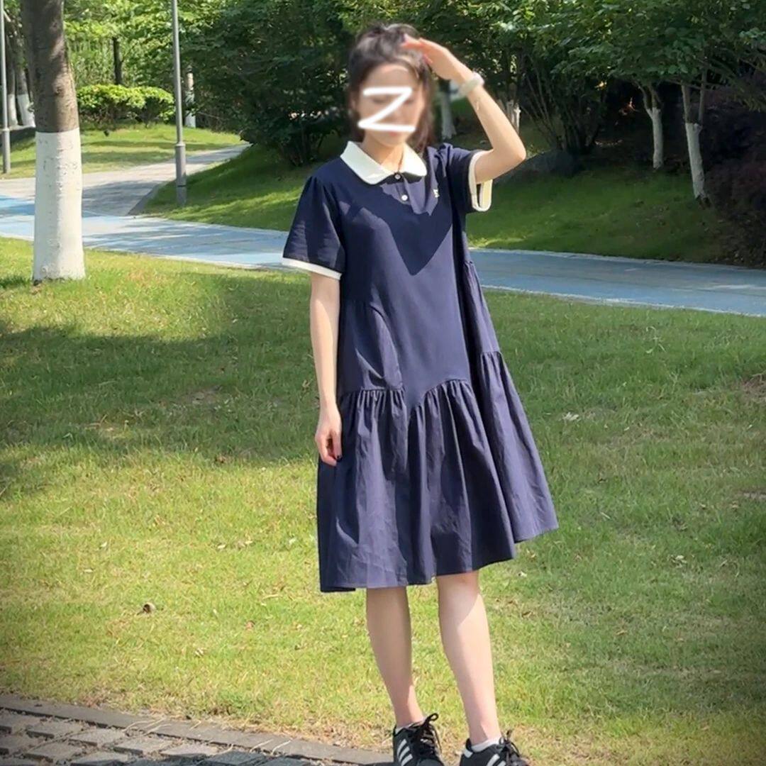 2026年新款母女装夏季裙子学院风拼接polo连衣裙中大童洋气时髦裙