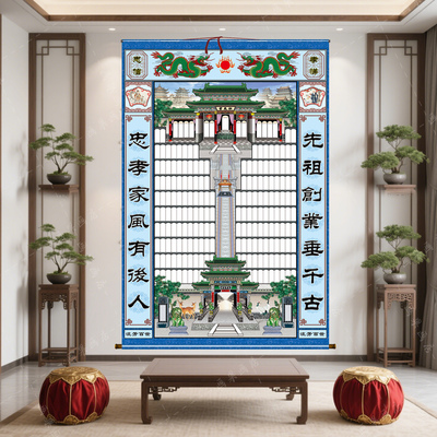 老祖宗家谱族谱挂画卷轴祖影家堂