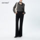 ADDTOBAG 女黑色混纺羊毛长裤 通勤王 利落时髦直筒微喇休闲西裤