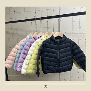 2025新款儿童羽绒服男女童糖果色轻薄立领时尚保暖短款外套