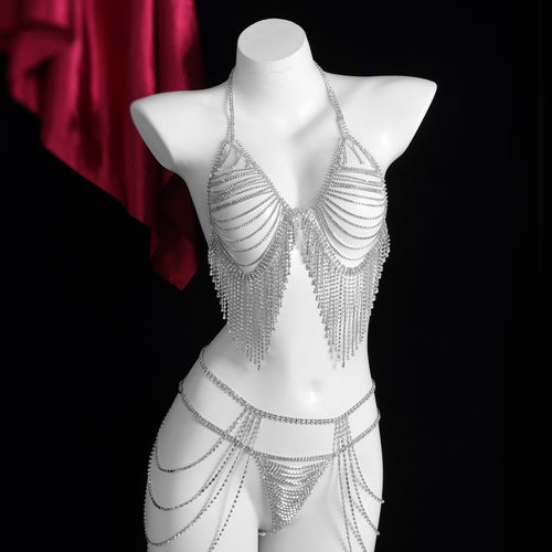 欧美性感比基尼水钻文胸链配饰女热销流苏多层夜店情趣身体链