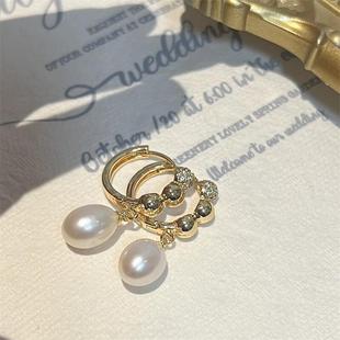 雨禾豆豆扣淡水珍珠耳坠强光高级感精致灵动百搭款 显脸小送人自戴