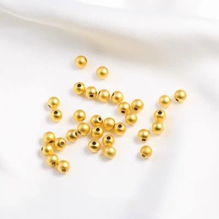 18k金金珠 au750古法光面转运珠diy饰品手工串珠配件黄金水贝