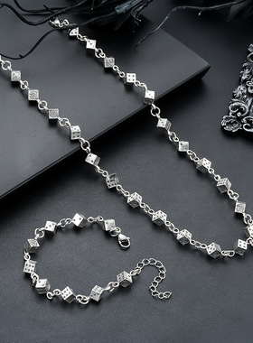 欧美风骰子项链男复古个性手链女锁骨链时尚潮酷项饰简约手饰