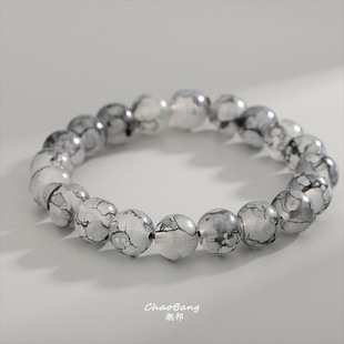 新中式水墨灰手串男绕指柔磨砂手饰女百搭小众设计高级感欧美饰品