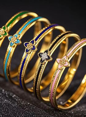 简约电镀金色钛钢手镯高级感不掉色饰品五花长城女式时尚配饰