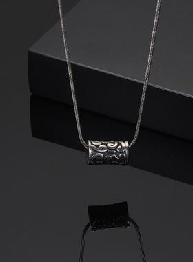 项链男祥云吊坠钛钢转运珠蛇骨链简约百搭高级感女饰品时尚潮流款