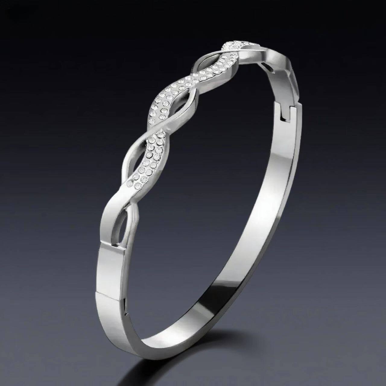 韩版新款麻花手镯满钻镂空交叉几何时尚简约个性手链欧美ins风