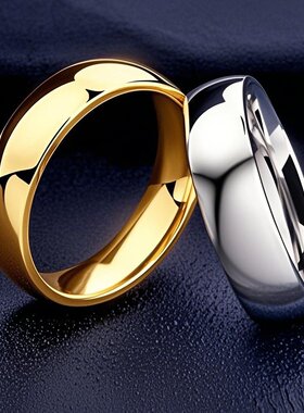 不锈钢戒指女不掉色ins风小众设计6mm宽钛钢素圈指环冷淡