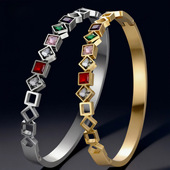 直销高级感钛钢女不掉色饰品电镀金色钻石钛钢手镯