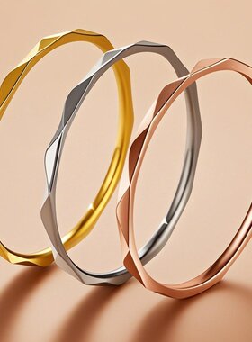 不锈钢戒指女百搭小众高级女款轻奢不掉色女士菱形钛钢饰品手饰