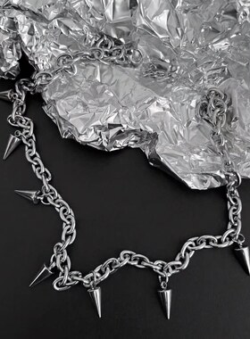 新款流苏项链男潮牌嘻哈柳钉小众冷淡风锁骨链女饰品朋克设计款