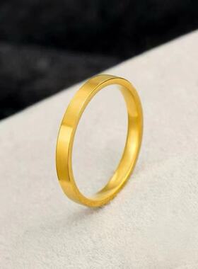 欧美钛钢戒指女不掉色ins风小众高级轻奢女生不锈钢素圈