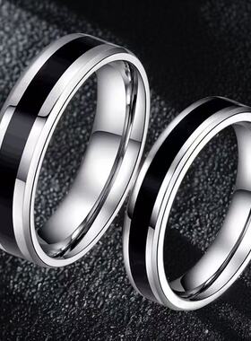 钛钢情侣戒指素圈对戒滴油ins风不掉色不锈钢个性圆圈戒子