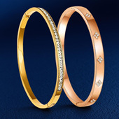 钛钢手镯小蛮腰轻奢不锈钢手镯女小众镶钻手环网红简约款 手饰