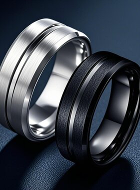 戒指双重不掉色ins男潮不锈钢时尚转动旋转男士冷淡小众钛钢指环