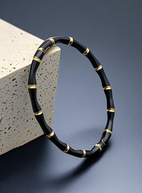 时尚钛钢滴胶彩色竹节手镯网红风新中式不锈钢卡扣手饰女款潮流