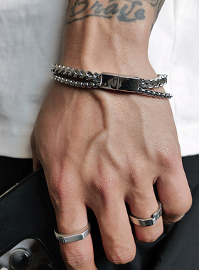 钛钢双层手链男极简风小众设计手饰不掉色百搭个性高级礼物饰品女