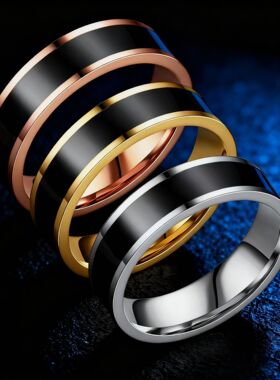 不锈钢戒指女小众高级ins风女士百搭6mm宽钛钢素圈指环滴胶