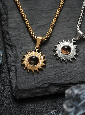 太阳花吊坠潮流项链男小众高级感时尚百搭颈链卫衣链热销饰品