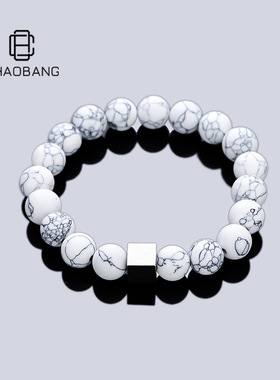 裂纹珠手串男几何方块手链个性设计新款百搭配饰女简约轻奢饰品